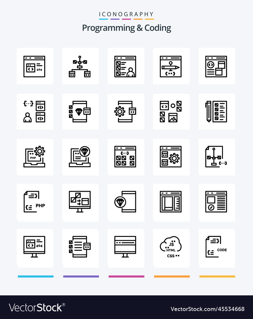 Creative programming and coding 25 outline icon