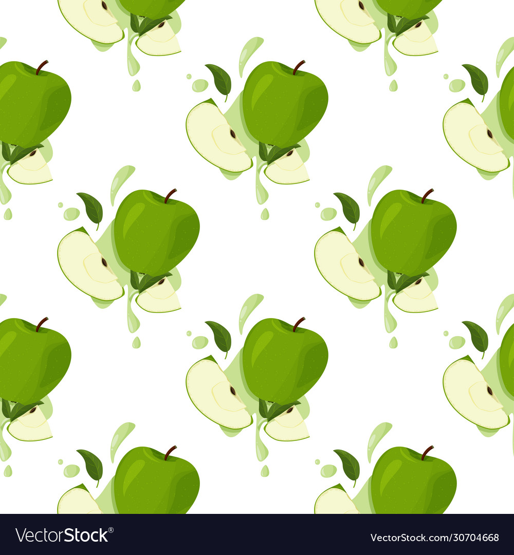 Fresh green apples seamless patter summer bright Vector Image