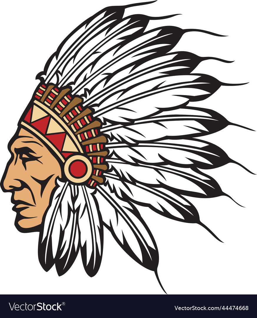 Indian Chief Head With Headdress Royalty Free Vector Image 5664