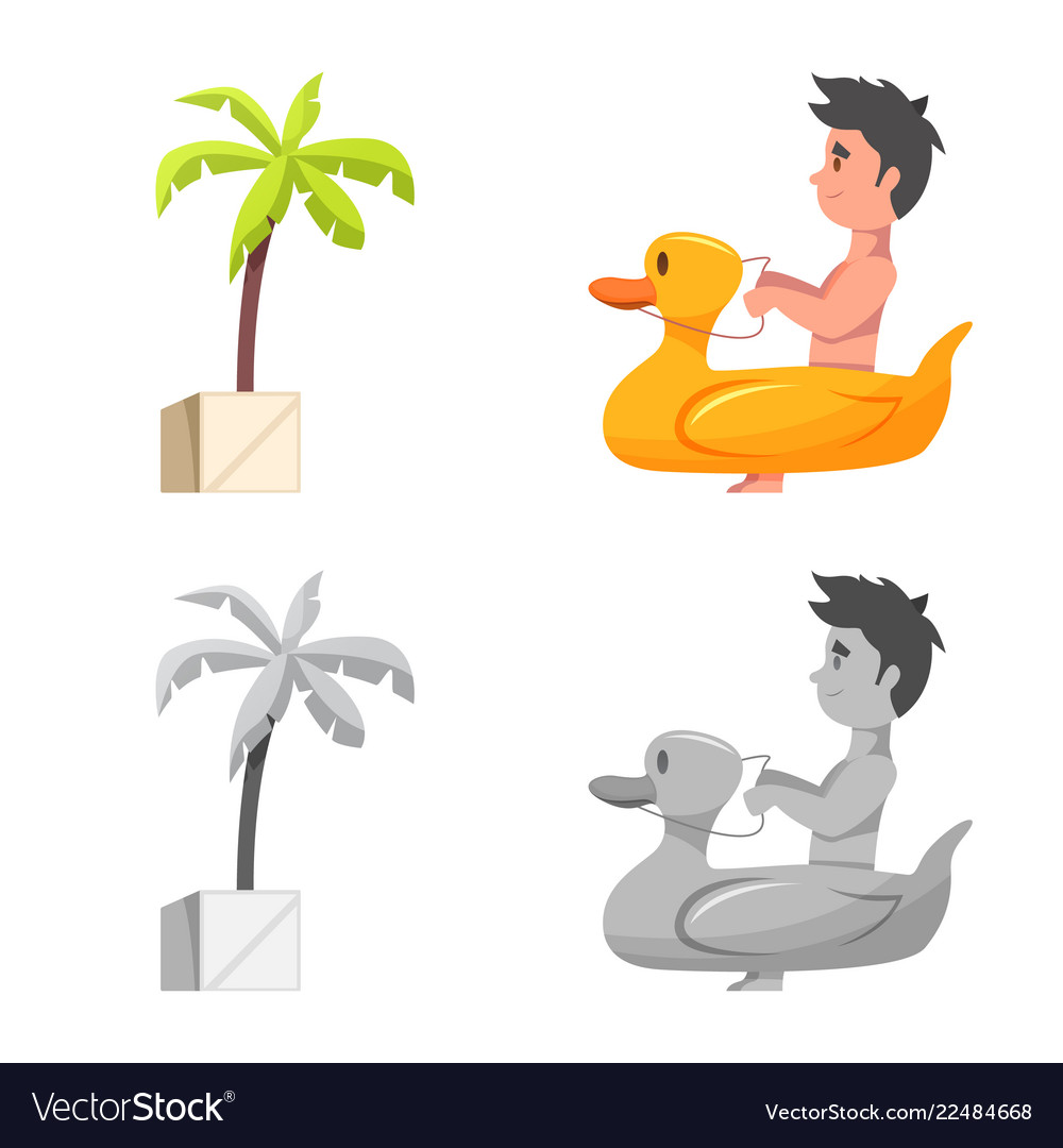 Isolated object of pool and swimming icon set