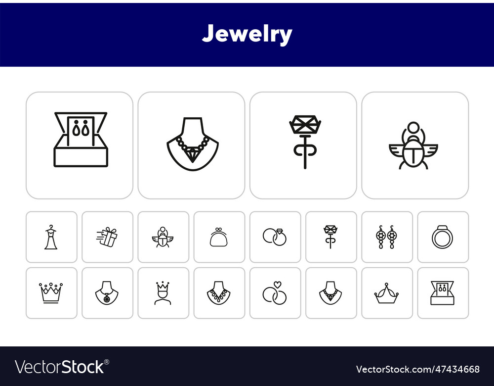 Jewelry line icon set Royalty Free Vector Image