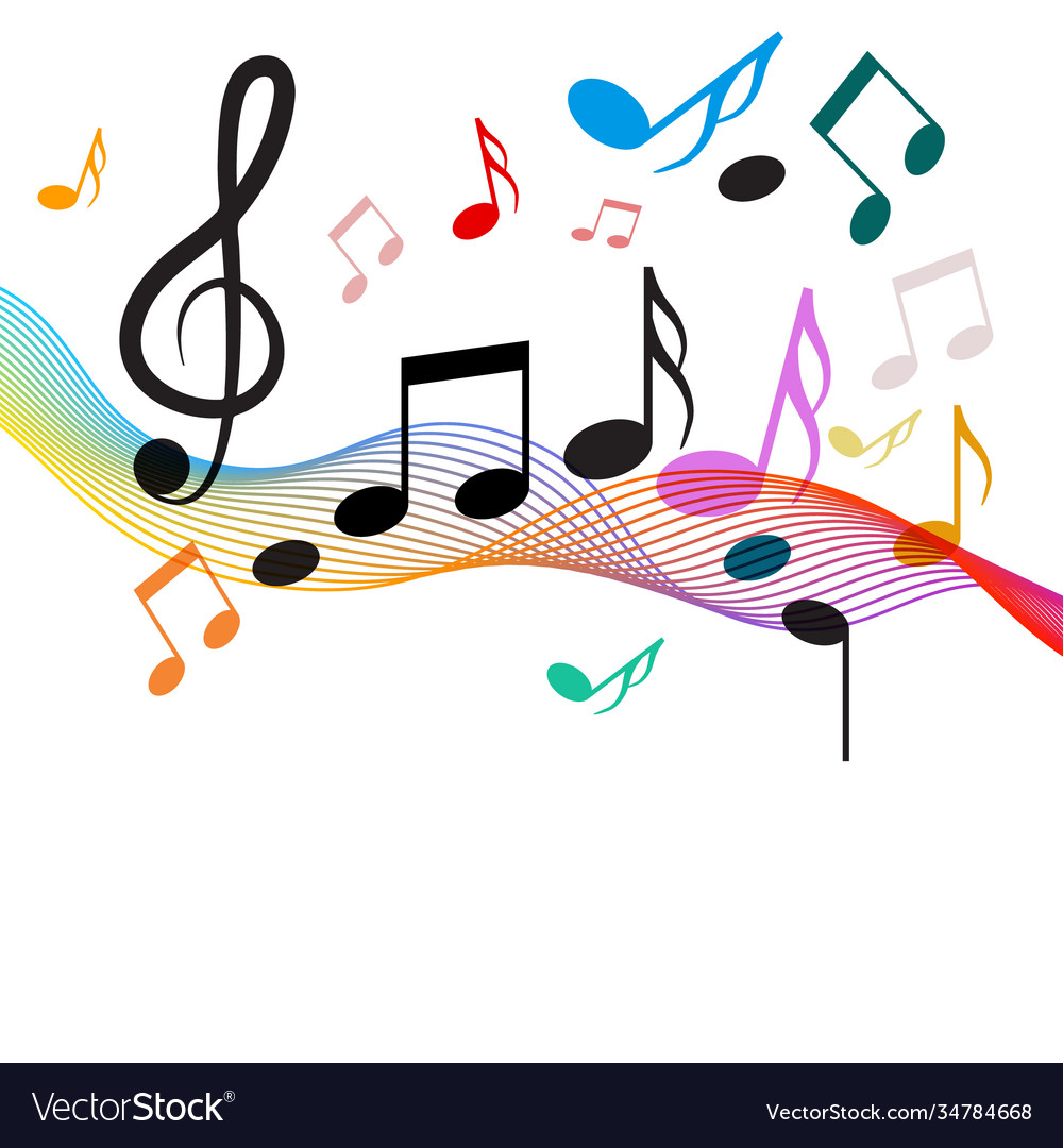 Music background with notes and staff on white Vector Image