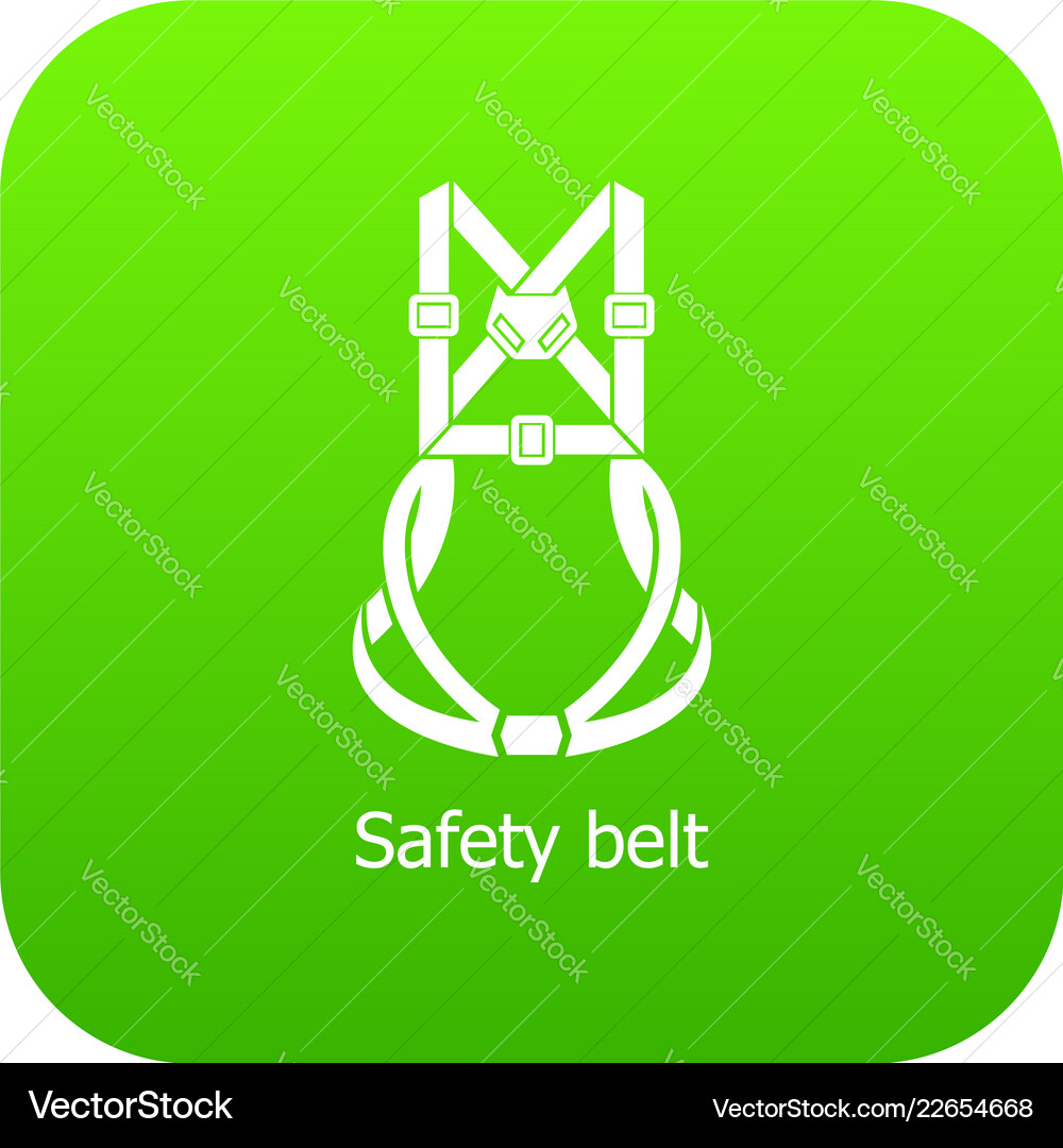 Safety belt icon green Royalty Free Vector Image