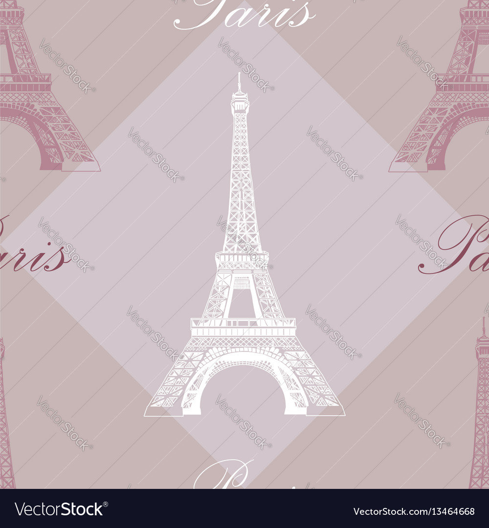 Seamless pattern with eiffel tower on grey Vector Image