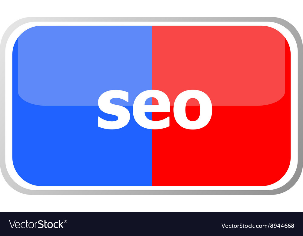 Seo word on web button icon isolated