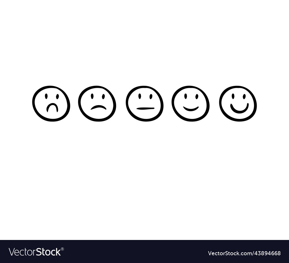 Set of rating emotion faces simple doodle hand