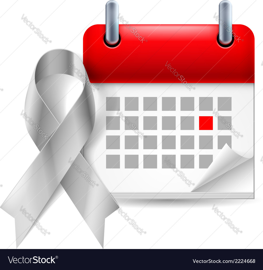 Silver awareness ribbon and calendar