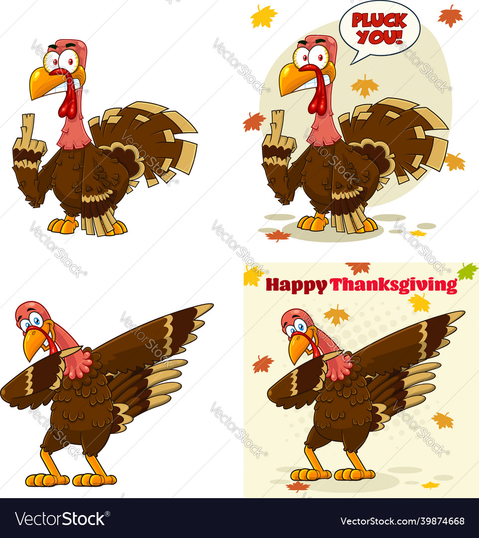 Turkey bird character set 3 collection Royalty Free Vector