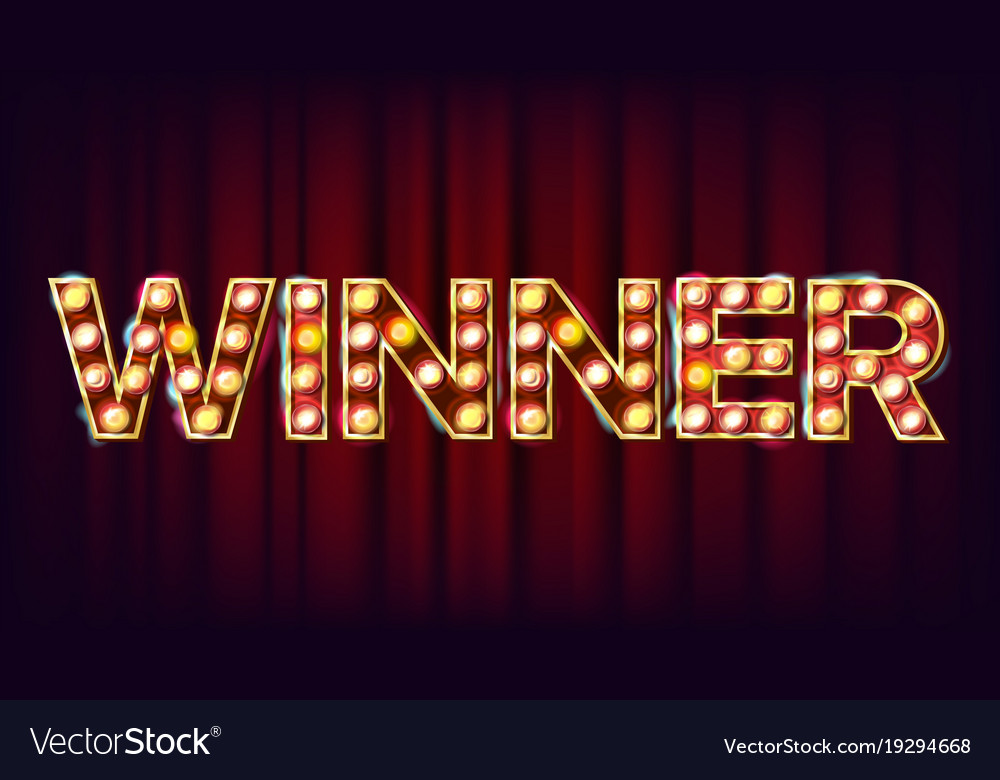 winner banner casino shining lamp royalty free vector image