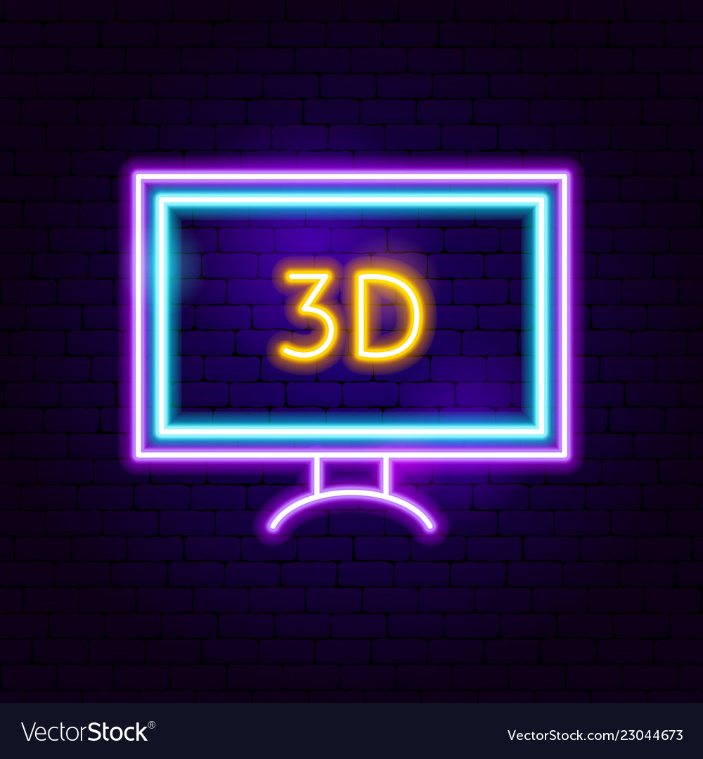 3d tv neon sign