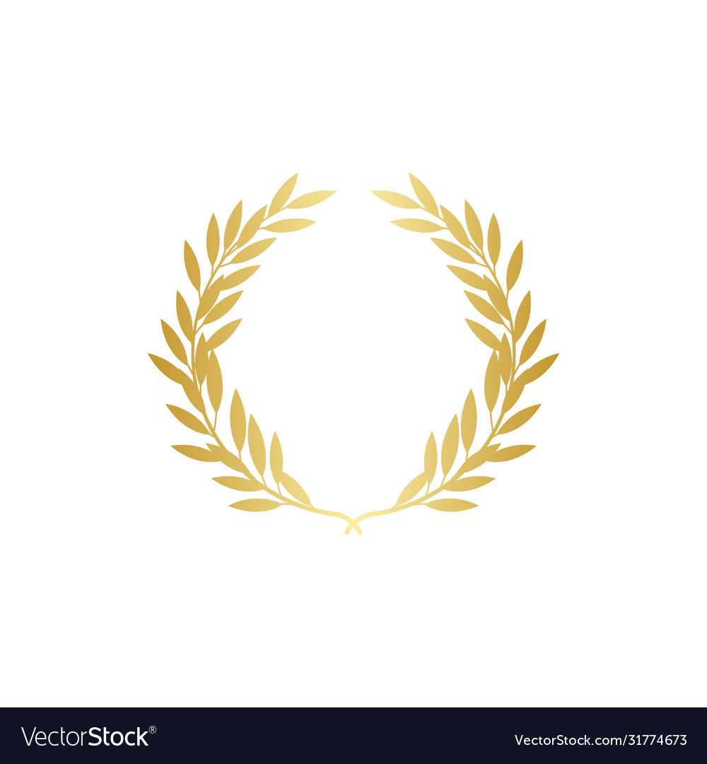 Big gold wreath with many thick leaves round Vector Image