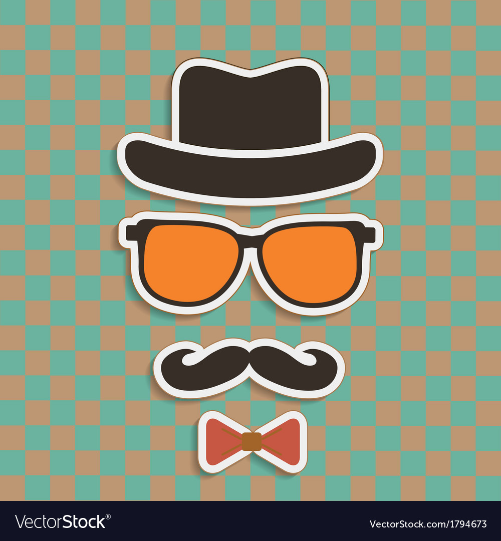 Hipsters hat glasses moustache Royalty Free Vector Image