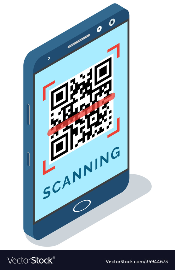 Qr code scanning via mobile phone application vector image Qr code scanning via mobile phone application
