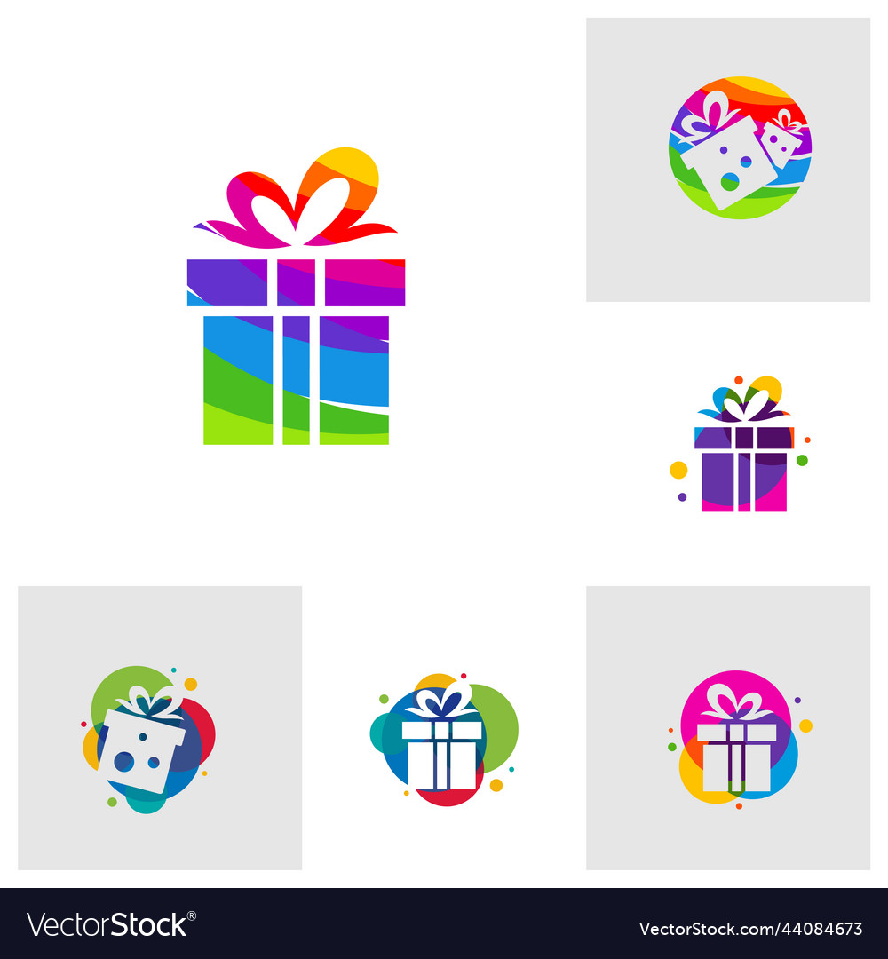 Set von bunten Geschenk Shop Logo Symbol Vorlage