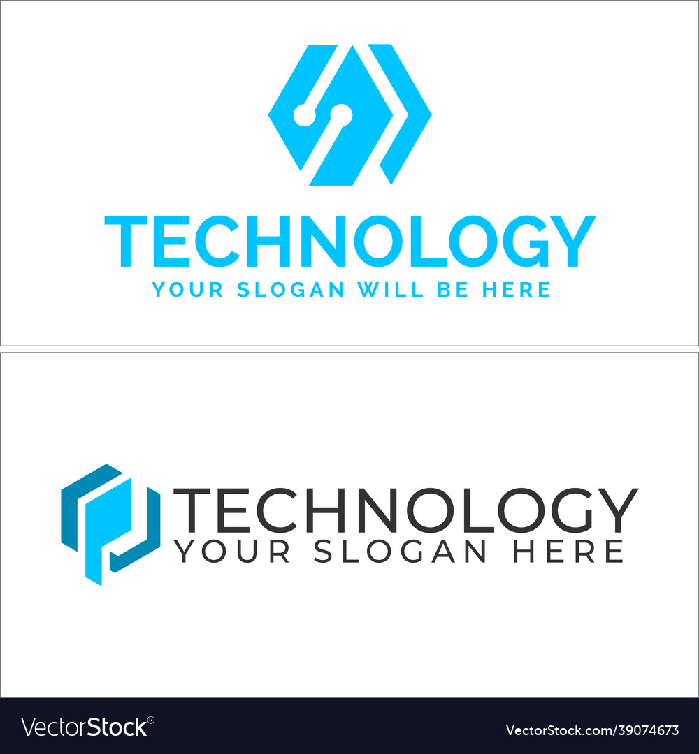 Technology with icon tech circuit networking logo Vector Image