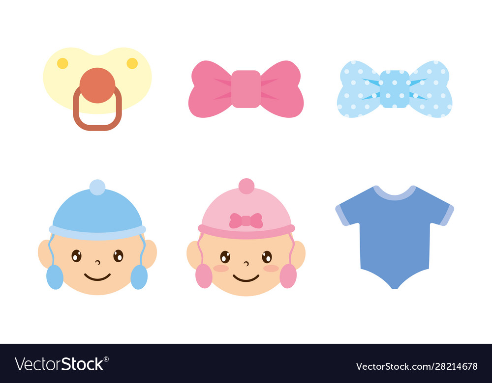 Bundle baby set icons Royalty Free Vector Image