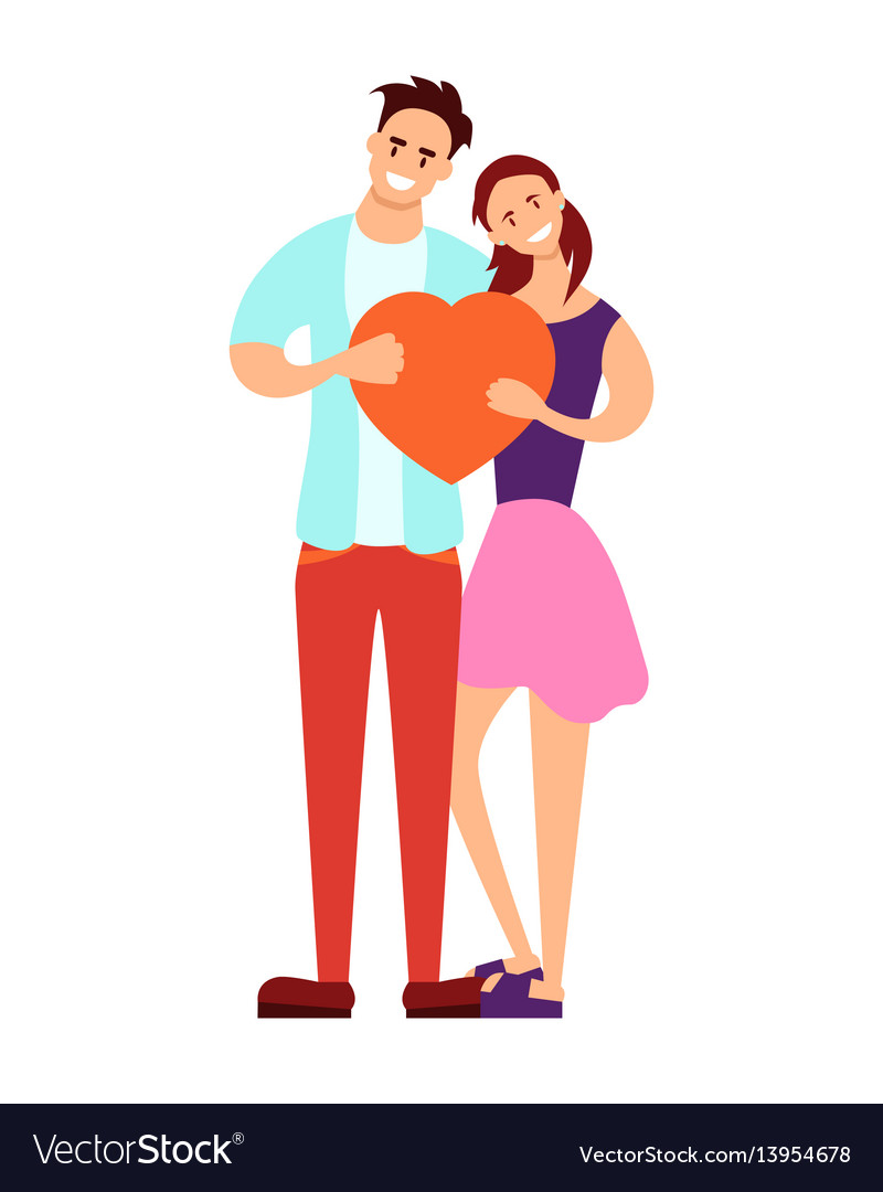 Couple holding a heart Royalty Free Vector Image