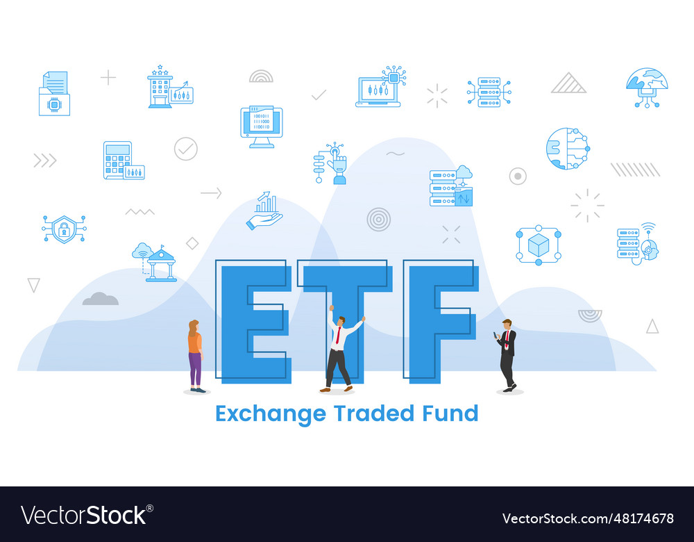 Etf exchange traded fund concept with big words Vector Image