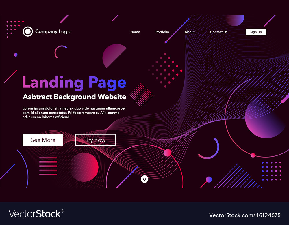 Gradient Abstract Background Landing Page Vector Image