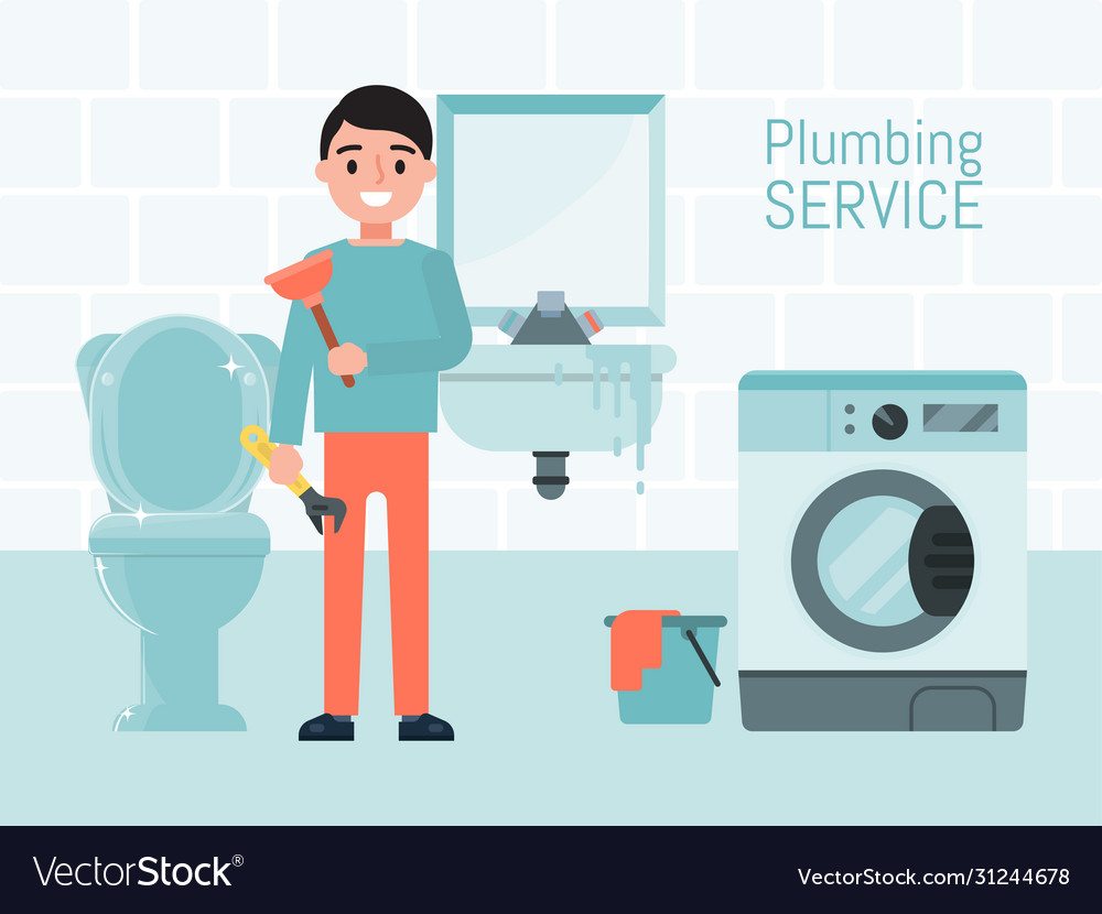 Plumbing service concept character male worker