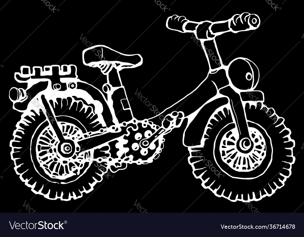 Sturdy bicycle cartoon line drawing horizontal Vector Image Sturdy bicycle cartoon line drawing horizontal Vector Image