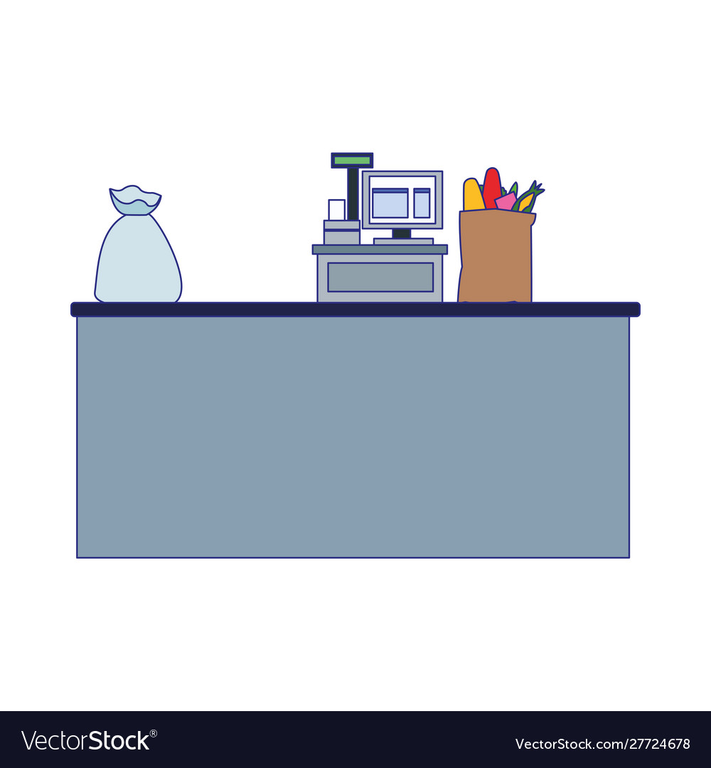 Supermarket register cash icon flat design