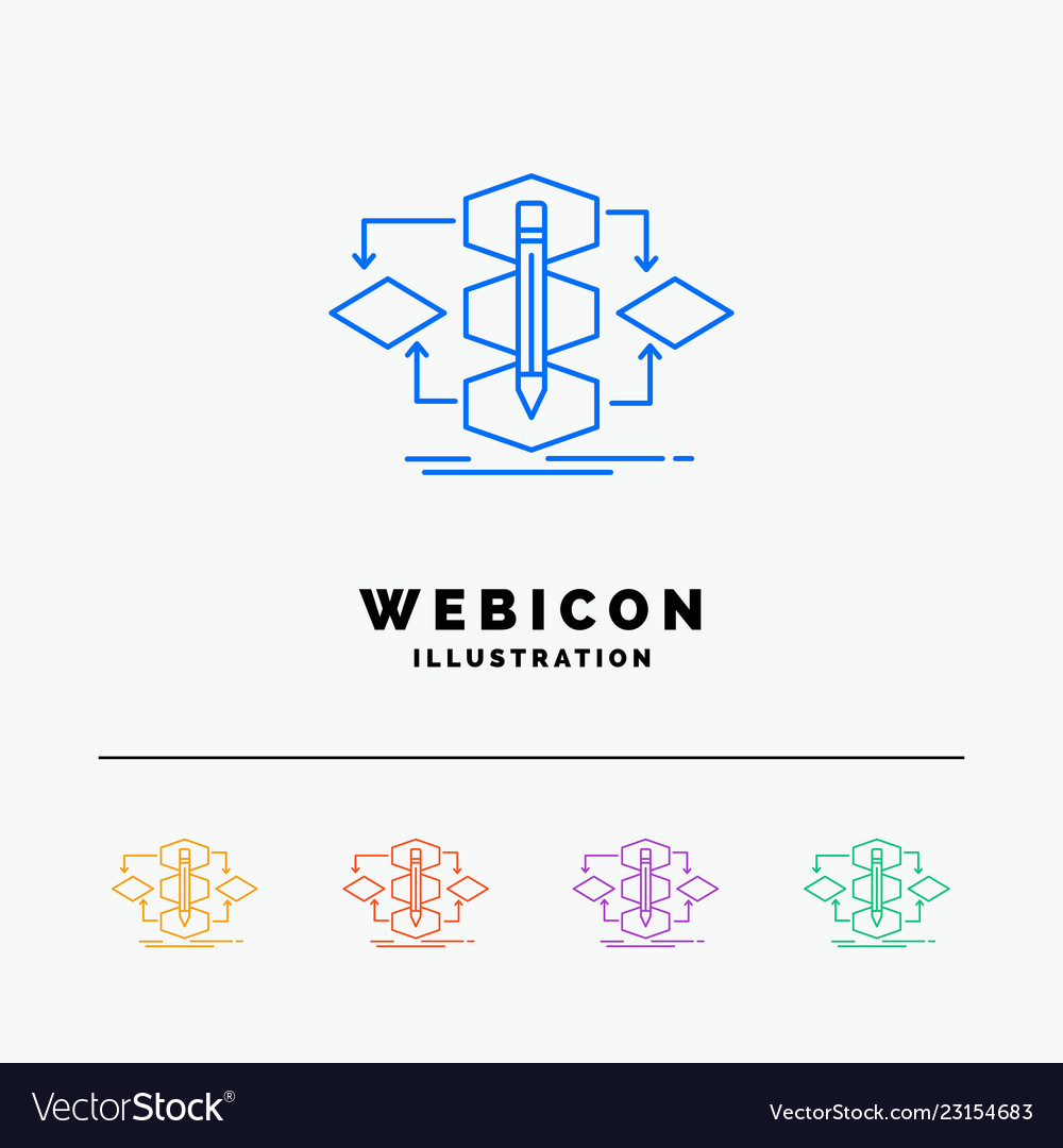 Algorithm design method model process 5 color vector image Algorithm design method model process 5 color
