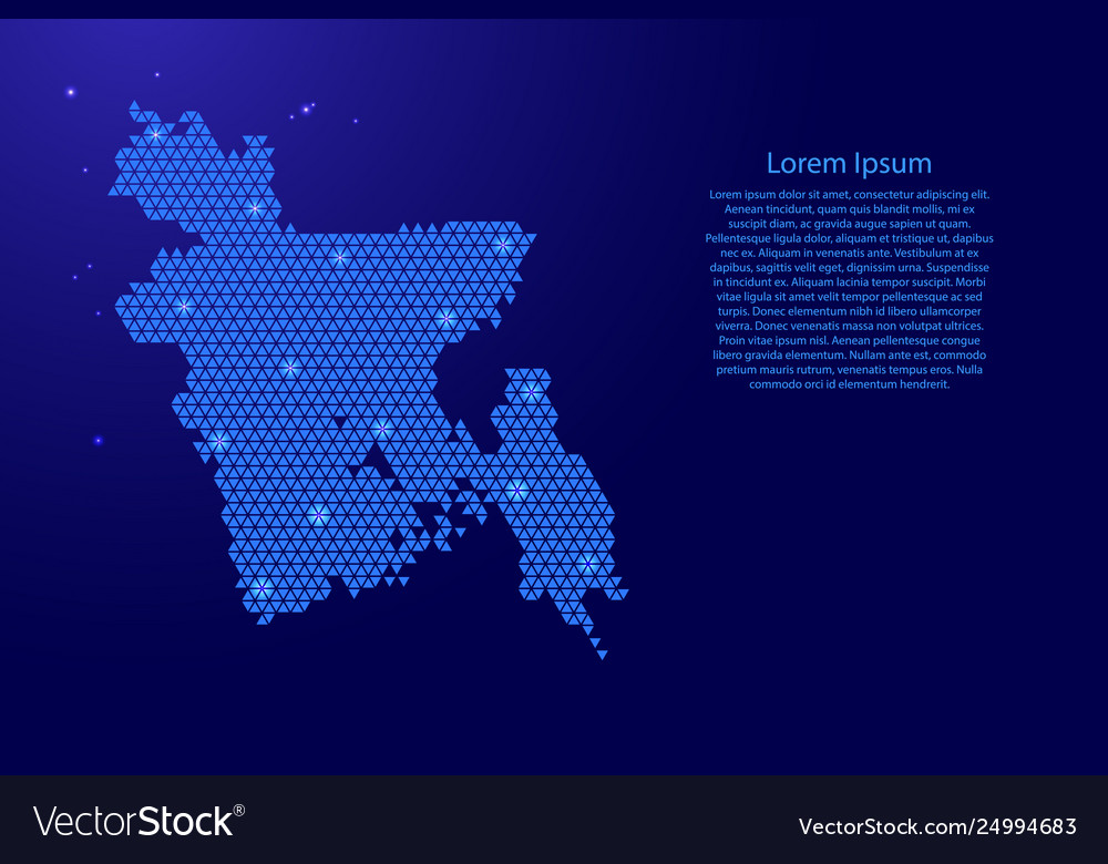 Bangladesh map abstract schematic from blue Vector Image