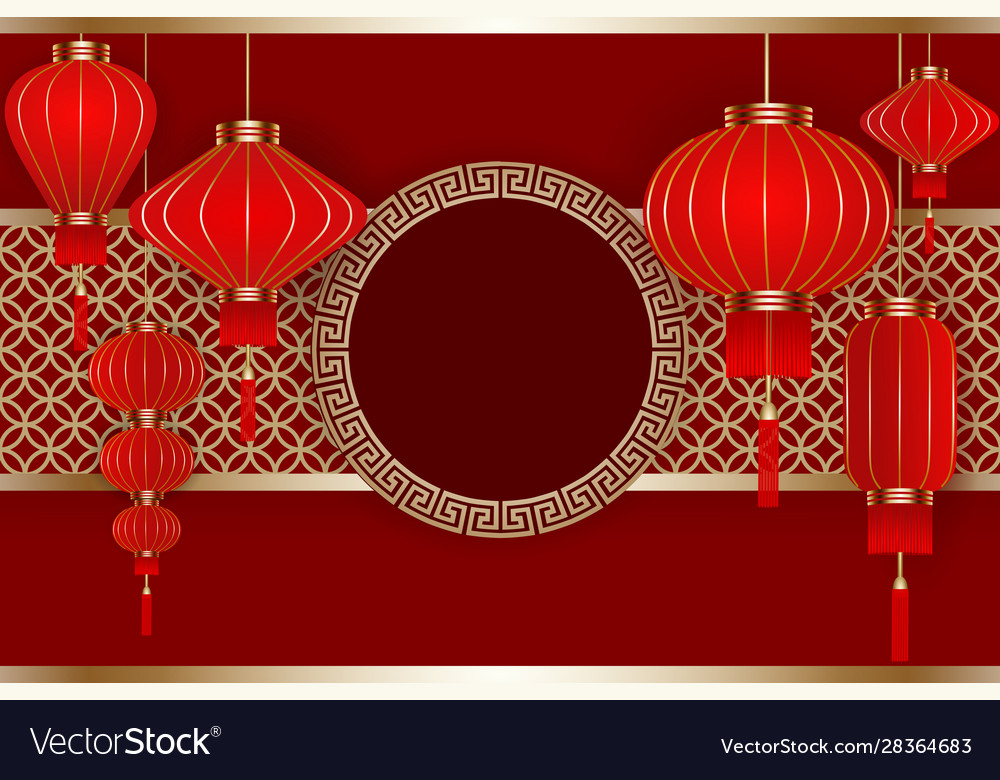 Chinese new year background with red lanterns