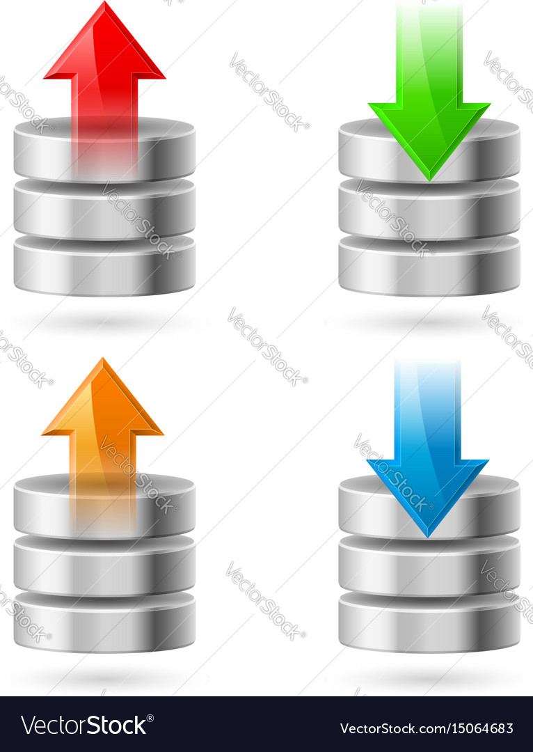 Computer database with upload and download arrows