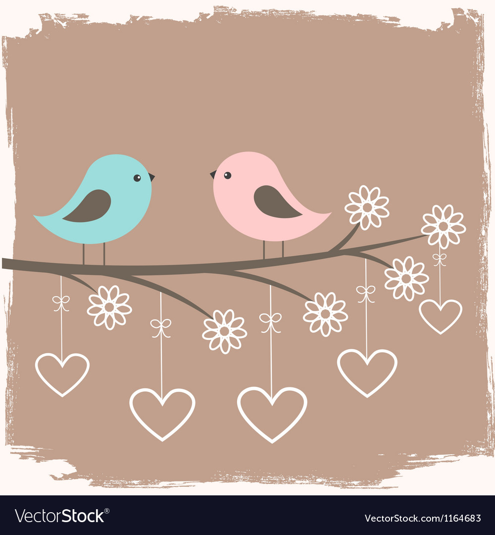 Couple Cute Birds Royalty Free Vector Image Vectorstock 4493