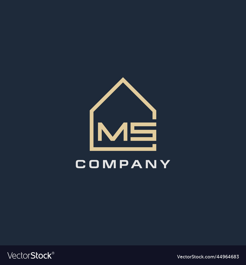 Initial Letter Ms Real Estate Logo With Simple Vector Image