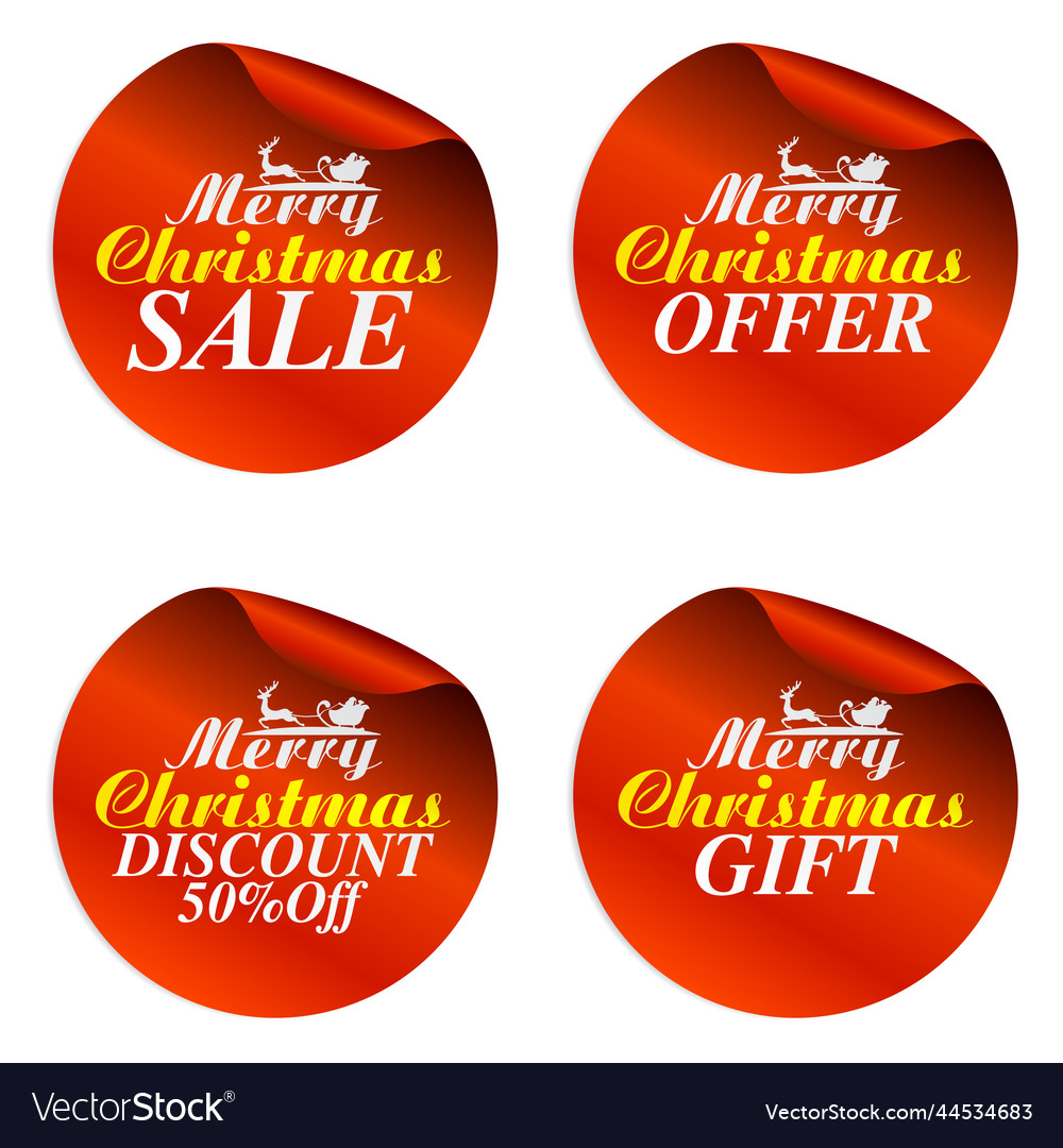 Merry christmas sale stickers set