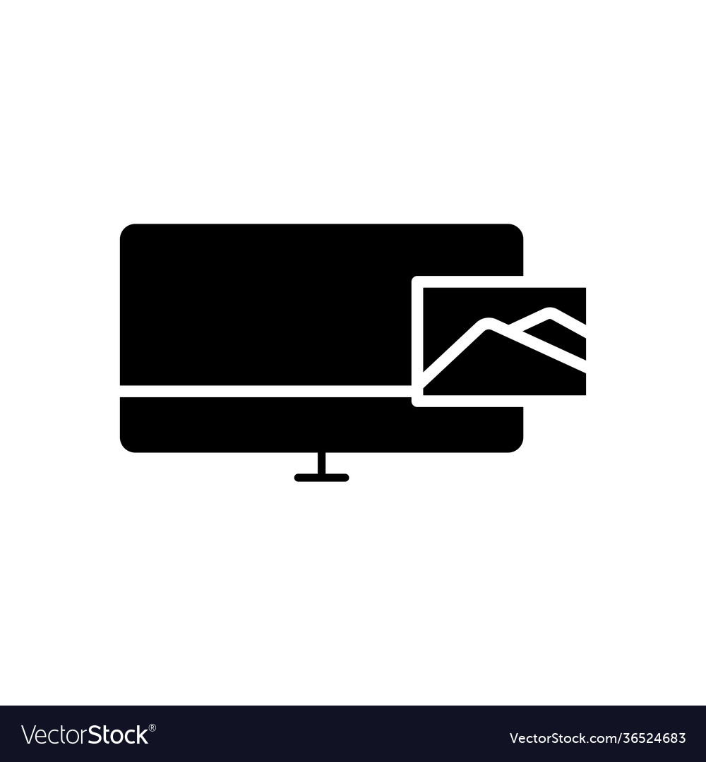Monitor icon with preview picture symbol simple