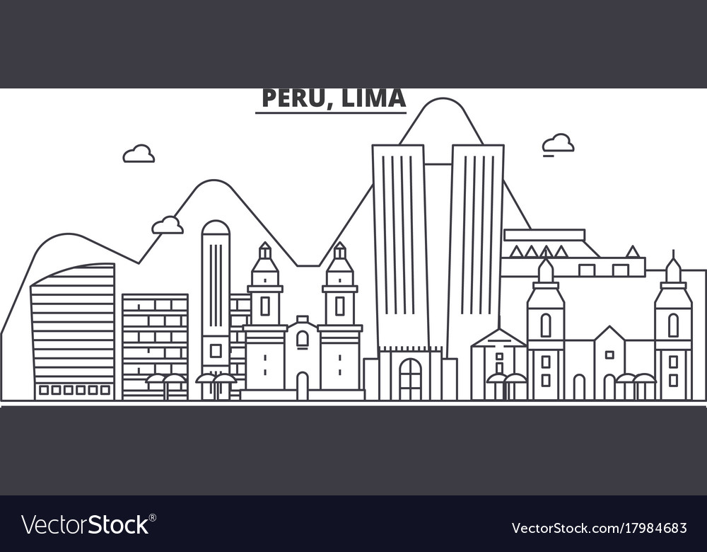 Peru lima architecture line skyline Royalty Free Vector