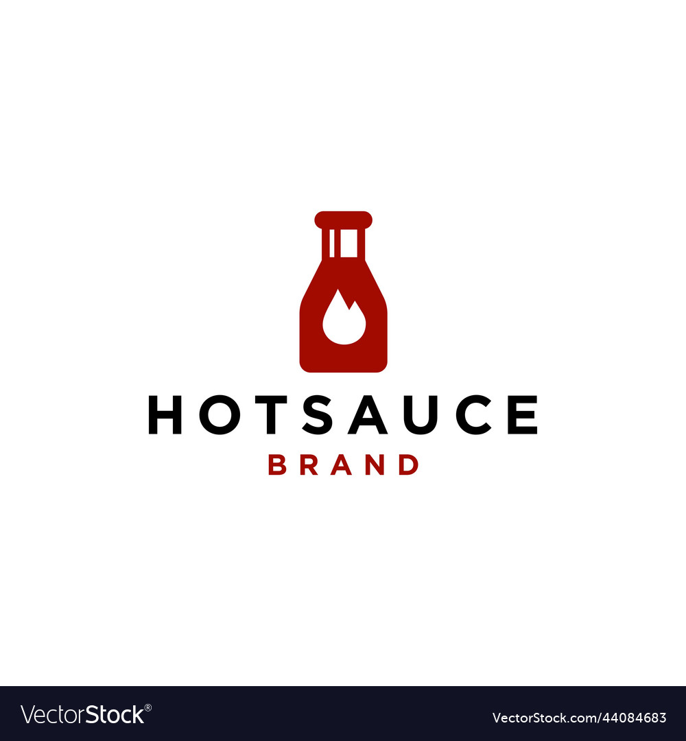 Red hot bottle sauce logo in simple line style Vector Image