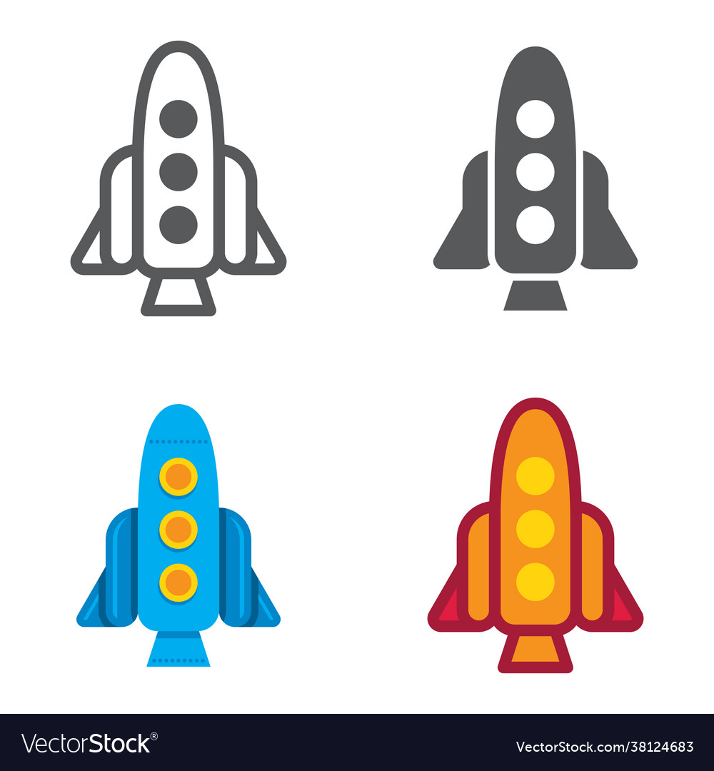 Rocket designed icons set vector image Rocket designed icons set