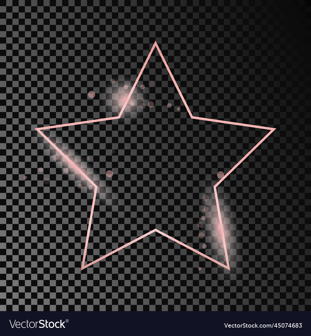 Rose Gold Glowing Star Shape Frame Royalty Free Vector Image