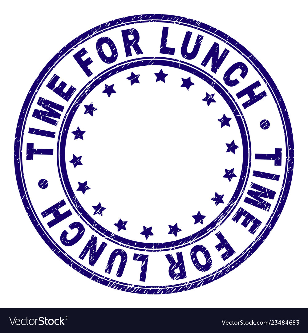 Scratched textured time for lunch round stamp seal