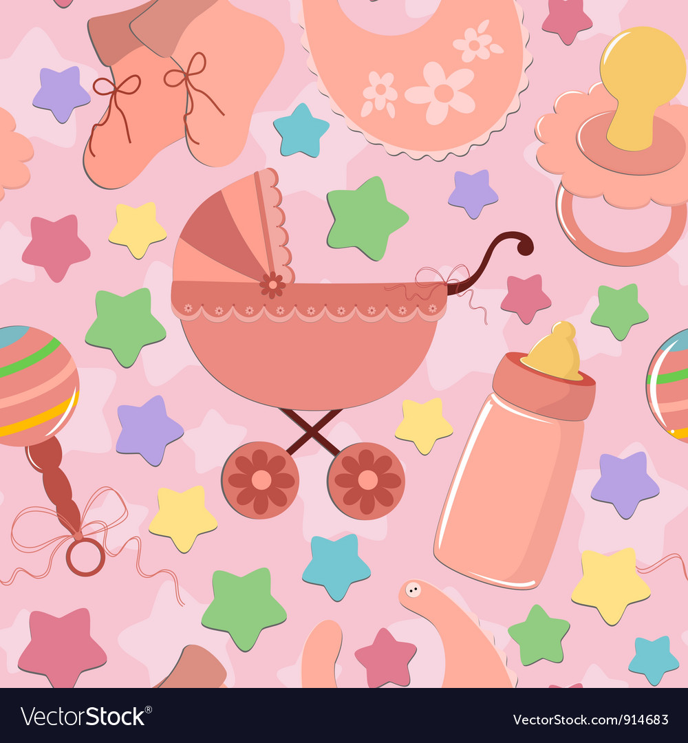 Seamless background with babys objects