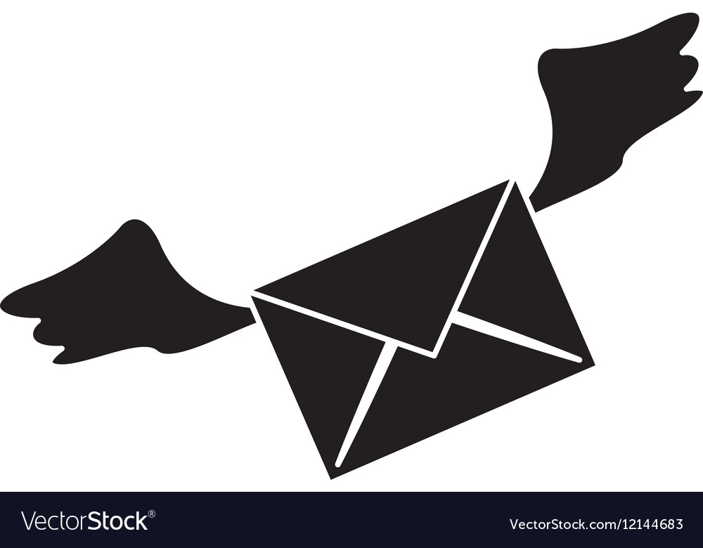 Silhouette winged email envelope mail express