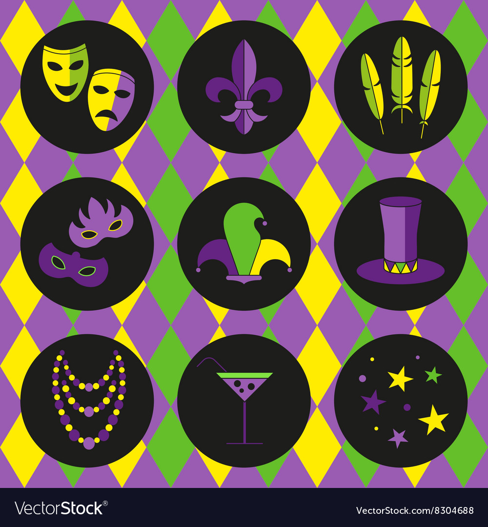 Mardi gras icon set Royalty Free Vector Image - VectorStock