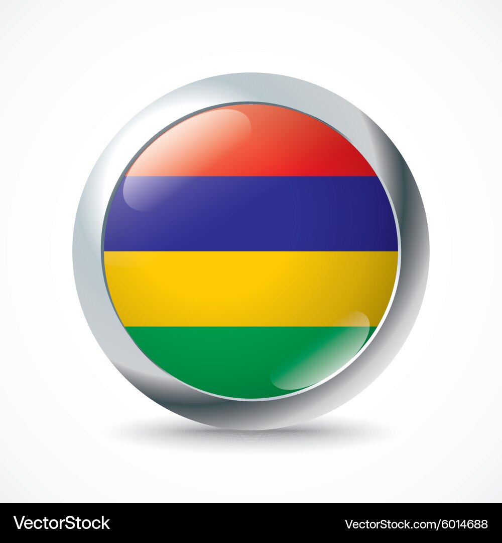 Mauritius flag button Royalty Free Vector Image