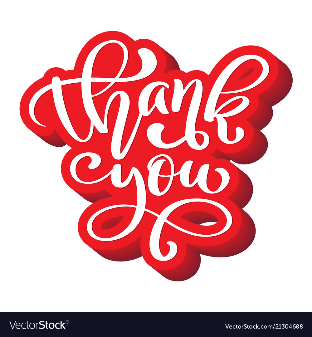 Thank You Hand Drawn Text Trendy Lettering Vector Image