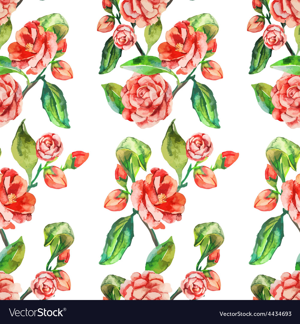 Camellia rose seamless floral pattern