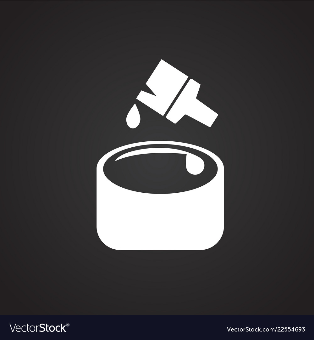 Can With Paint And Brush On Black Background Vector Image