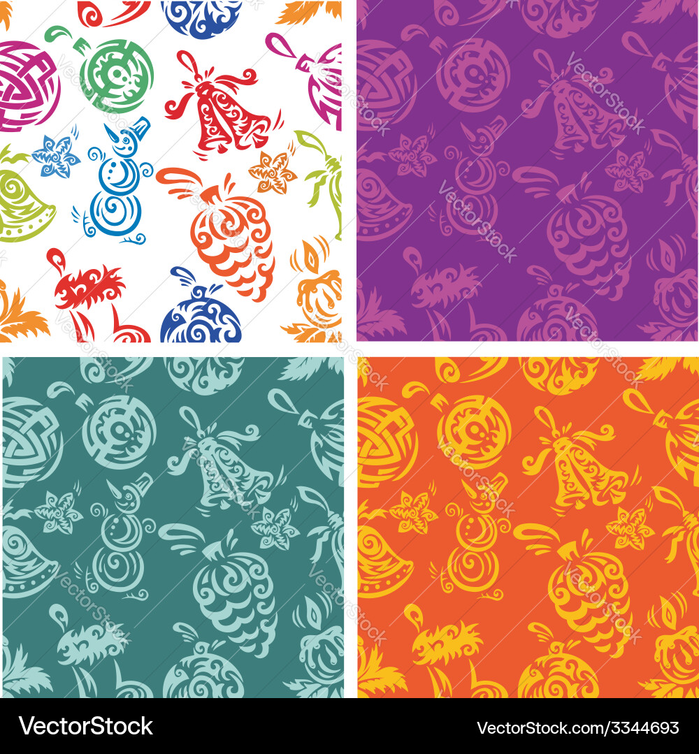 Christmas decorations - seamless pattern set Vector Image