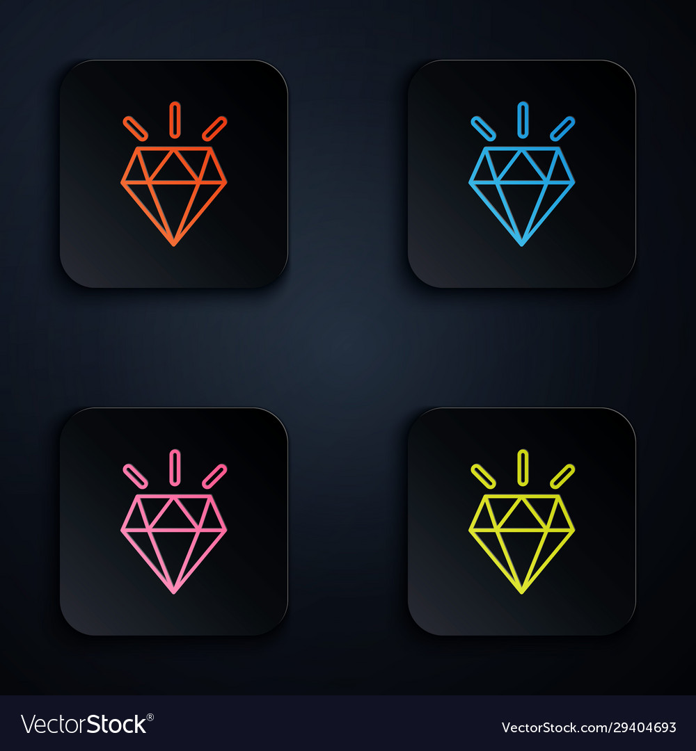 Color neon line diamond teeth icon isolated