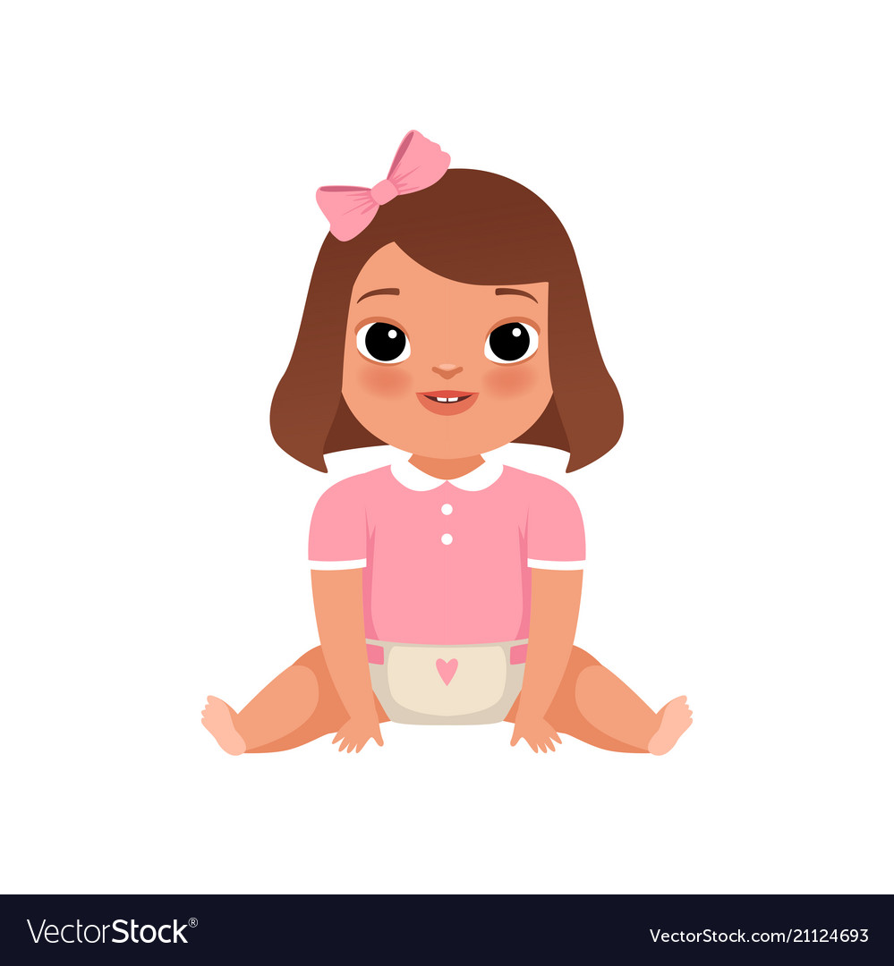 cute little baby girl sitting on the floor stage cute baby sitting