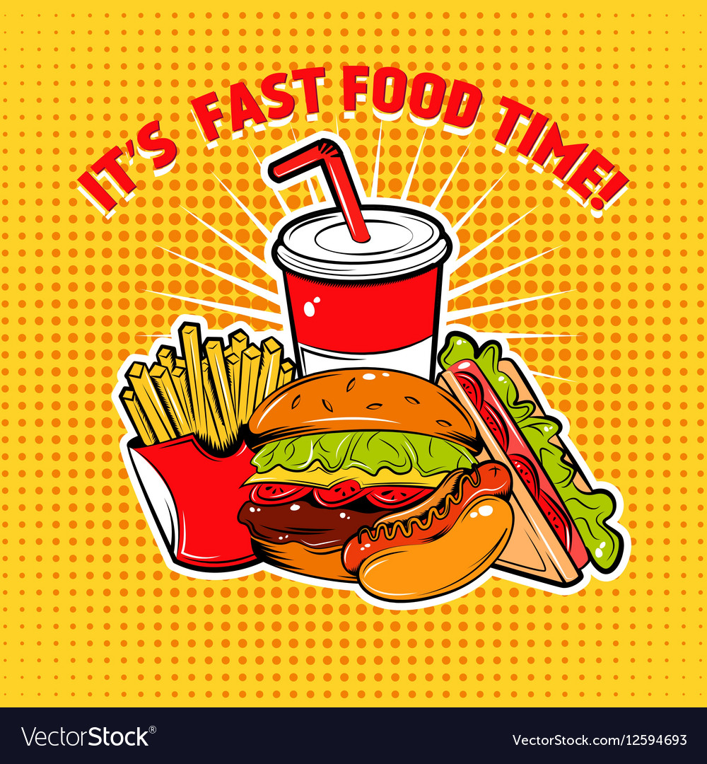 food-pop-art-poster-royalty-free-vector-image-vectorstock